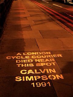 Calvin Simpson's name, painted on Stamford Street.